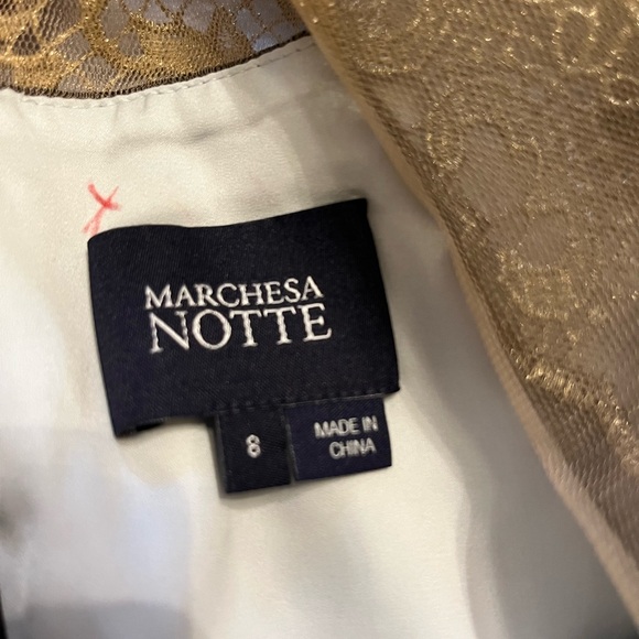 Marchesa Notte Size 8 Black and Gold Cocktail Dress - Picture 7 of 8